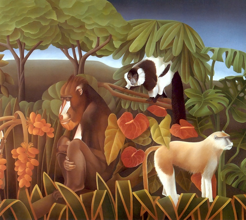 Consigliere Scan: Vanishing Species, The Wildlife Art of Laura Regan - 014 Mandrill; DISPLAY FULL IMAGE.