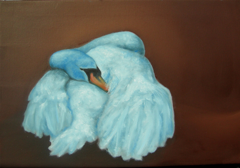 schlafender schwan - painting; DISPLAY FULL IMAGE.
