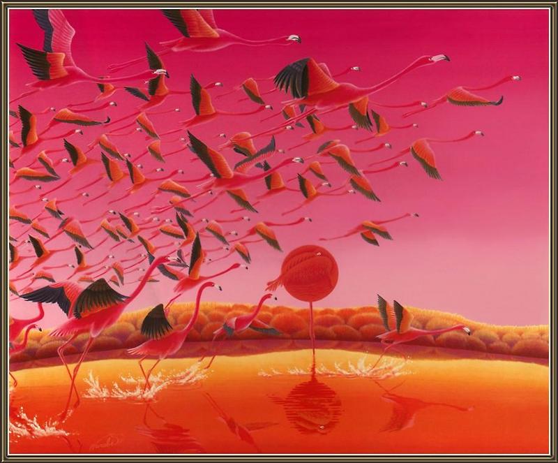 [Animal Art - Aska Warabe] Flamingos; DISPLAY FULL IMAGE.