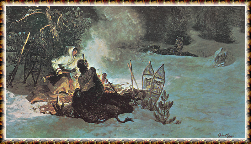 [zFox SWD Scan] The Western Paintings of John Clymer 037 Night Visitors, 1992; DISPLAY FULL IMAGE.