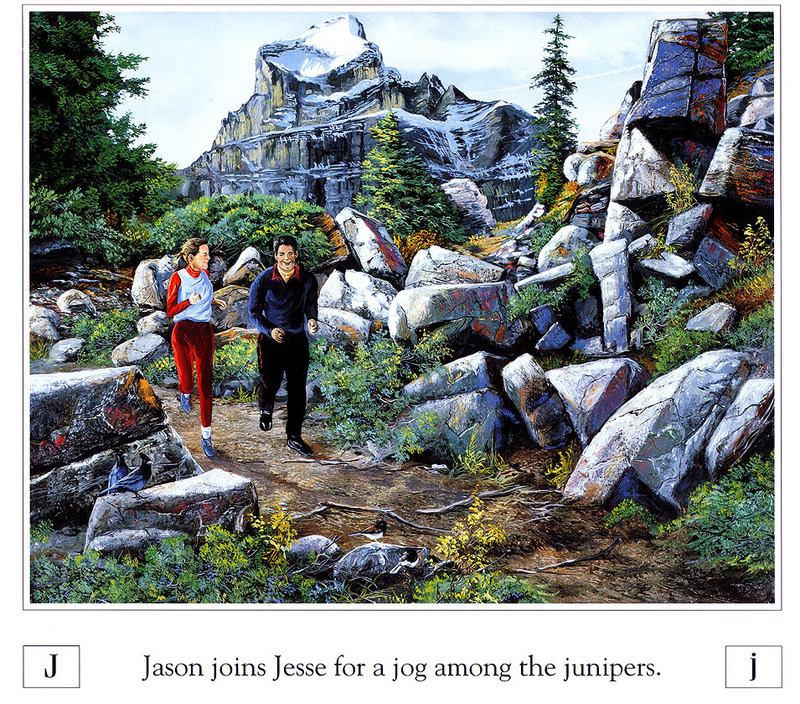 [Danielle scan] A Mountain Alphabet by Andrew Kiss - Jj; DISPLAY FULL IMAGE.