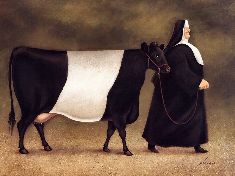 [Animal Art - Herrero Lowell] dutch belted cow; DISPLAY FULL IMAGE.