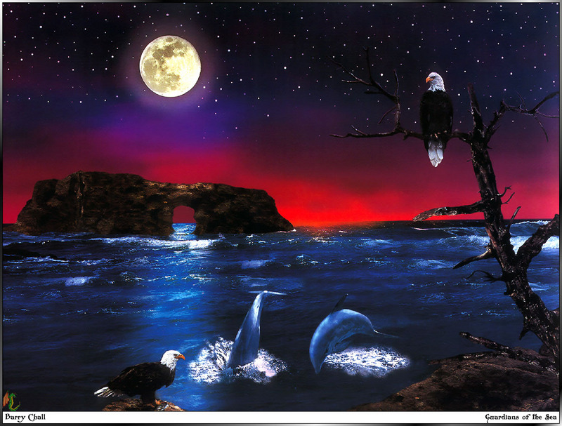 [Fafnir Scan - Barry Chall] 'Animal Sprit' - 1996 Calendar - Guardians-of-the-Sea (Bald Eagles); DISPLAY FULL IMAGE.