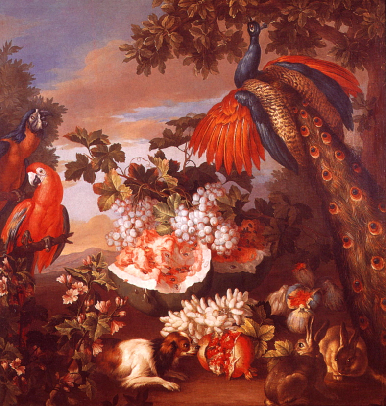 [LRS Art Medley] Monnoyer J Baptiste-Fruit & Exotic Birds; DISPLAY FULL IMAGE.