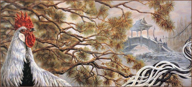[LRS Barnyard Bestiary] Allen Kimball, Onagadori Chicken; DISPLAY FULL IMAGE.
