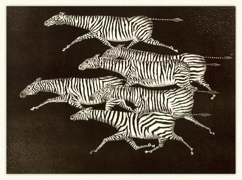 Avati Six Running Zebras; DISPLAY FULL IMAGE.