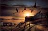 [Animal Art - Terry Redlin] Clear View - Canada Goose flock in flight