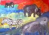 ZEBRA, RHINO AND 2 ELEPHANTS