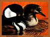 [Animal Art - Ken Michaelson] Hooded Merganser pair (Lophodytes cucullatus)