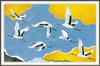 Japanese Greeting Card: Red-crowned cranes in flight