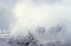 Gray Wolves (Canis lufus)  in snow storm