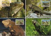 Anguilla West Indian Iguana Set of 4 official Maxicards
